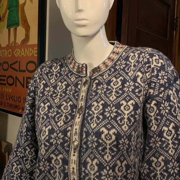 SQUAW VALLEY VINTAGE NORDIC WOOL ALPINE WINTER SKI SWEATER CARDIGAN - Picture 2 of 14